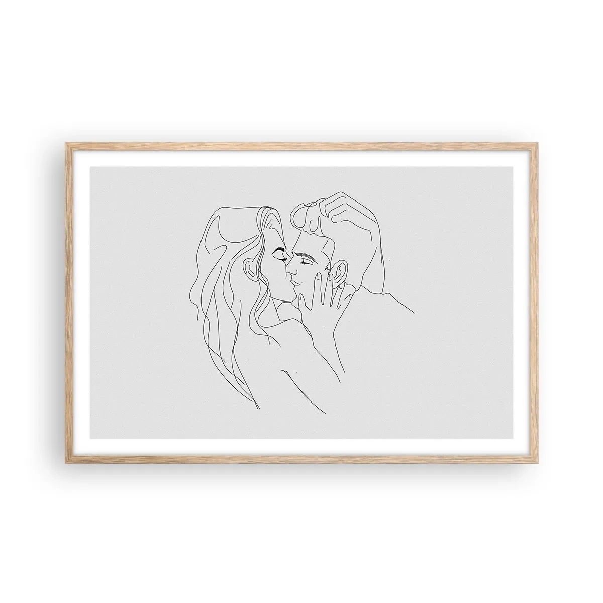 Pôster com moldura de carvalho claro - Com a mesma linha - 91x61 cm