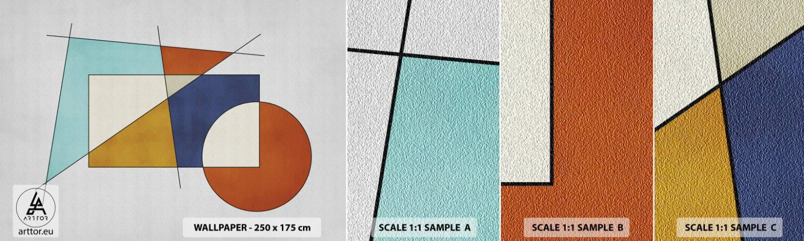 Amostra de papel de parede autocolante Deluxe Sticker - Abstração: diversão modernista - Geométrico, Moderno, Minimalismo - 100x30 cm