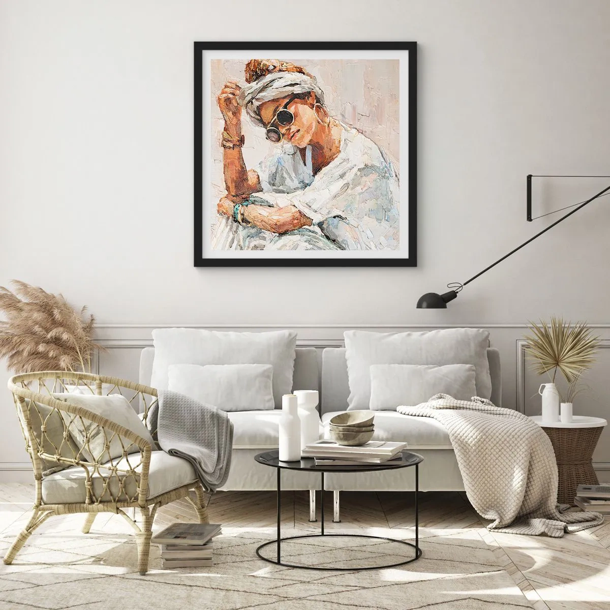 Pôster com moldura preta - Retrato em pleno sol - 40x40 cm