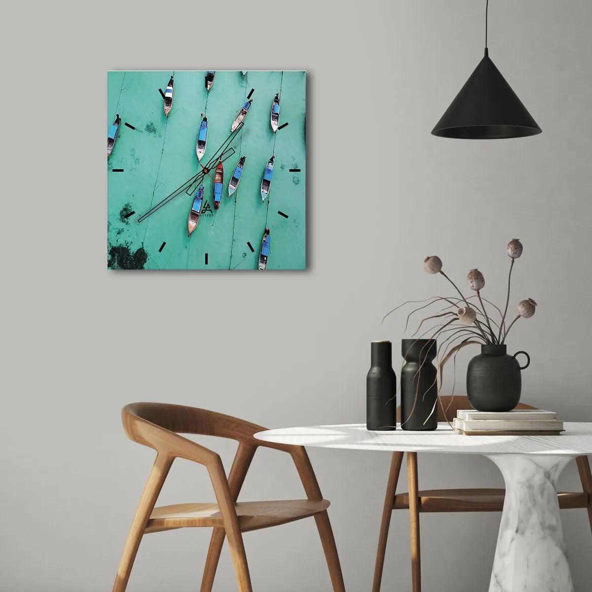 Relógio de parede - Relógio em vidro - Na alegre expectativa - 40x40 cm