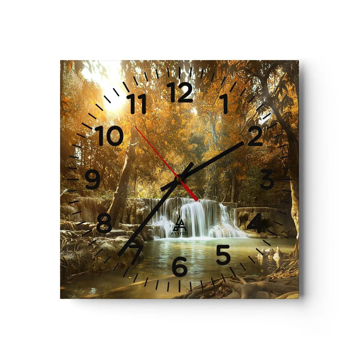 Relógio de parede - Relógio em vidro - A cascata do parque - 40x40 cm