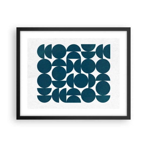 Pôster com moldura preta - Círculos e semicírculos - 50x40 cm