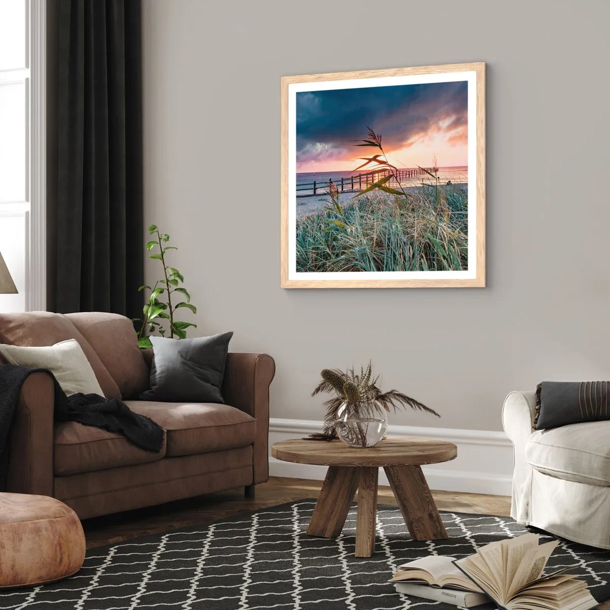 Pôster com moldura de carvalho claro - O vento não leva - 40x40 cm