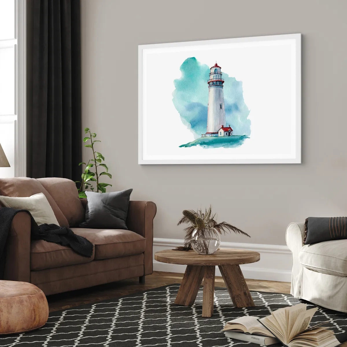 Pôster em moldura branca - A gentil irmã do azul - 100x70 cm