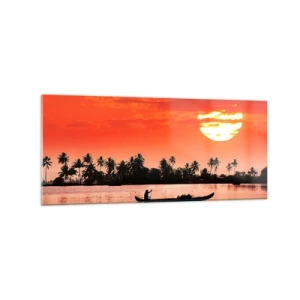 Quadro em vidro - A calma dos trópicos ao pôr do sol - 120x50 cm