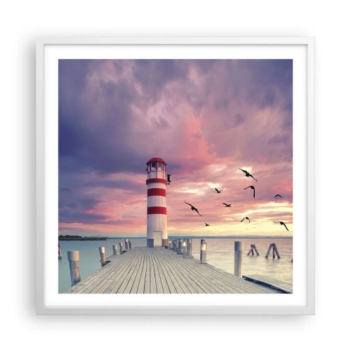 Pôster em moldura branca - Hora de ir ao porto - 60x60 cm