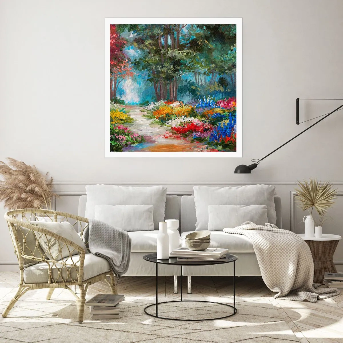 Pôster - Jardim florestal, floresta florida - 50x50 cm