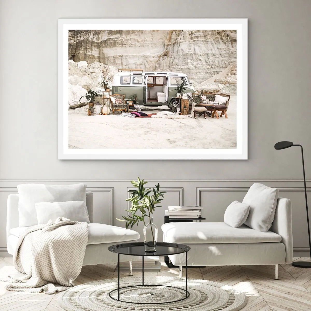 Pôster em moldura branca - É hora de começar a jornada - 91x61 cm