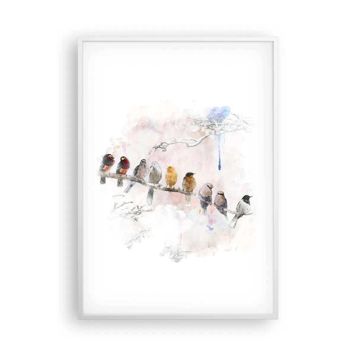 Pôster em moldura branca - Reunião alada - 70x100 cm