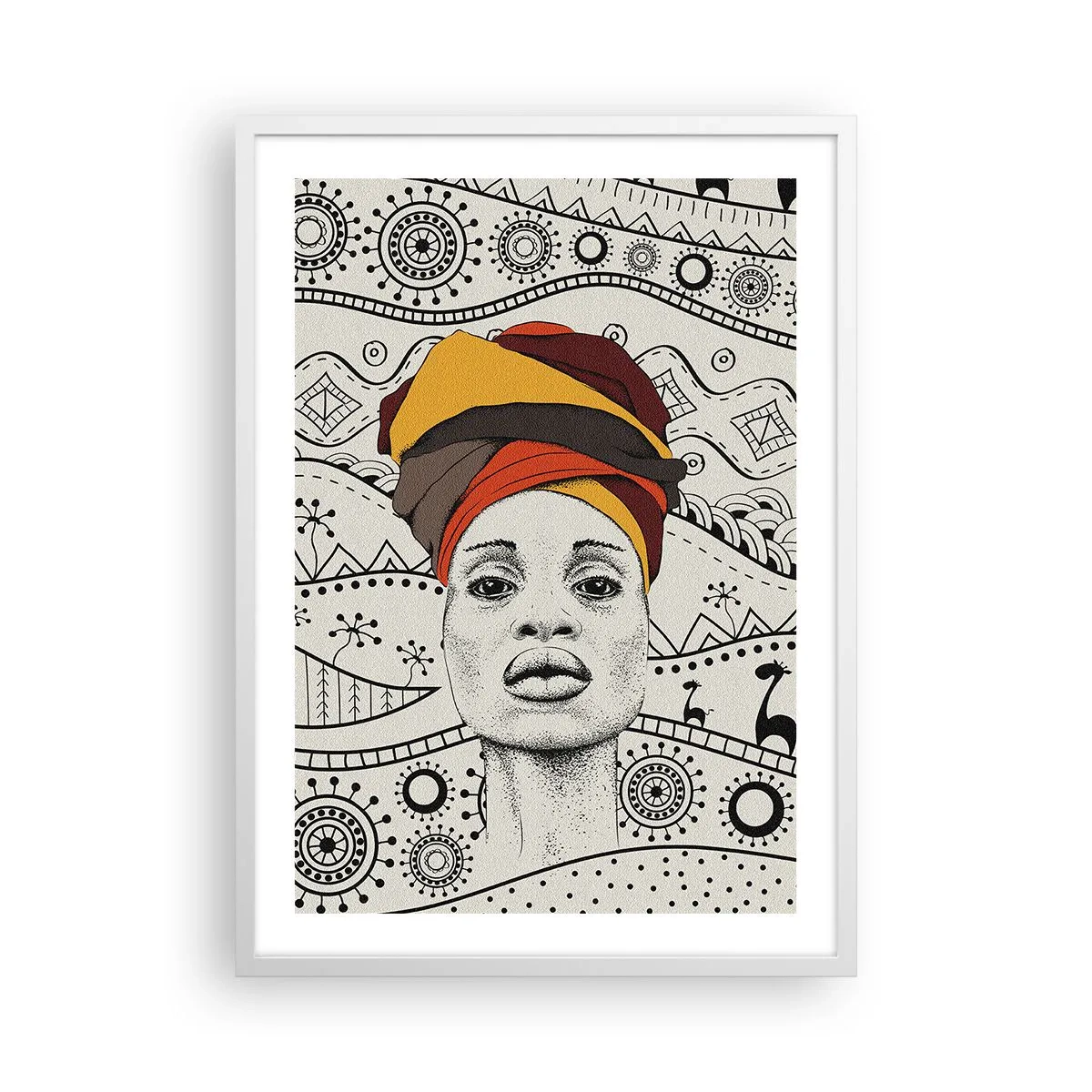 Pôster em moldura branca - Retrato africano - 50x70 cm