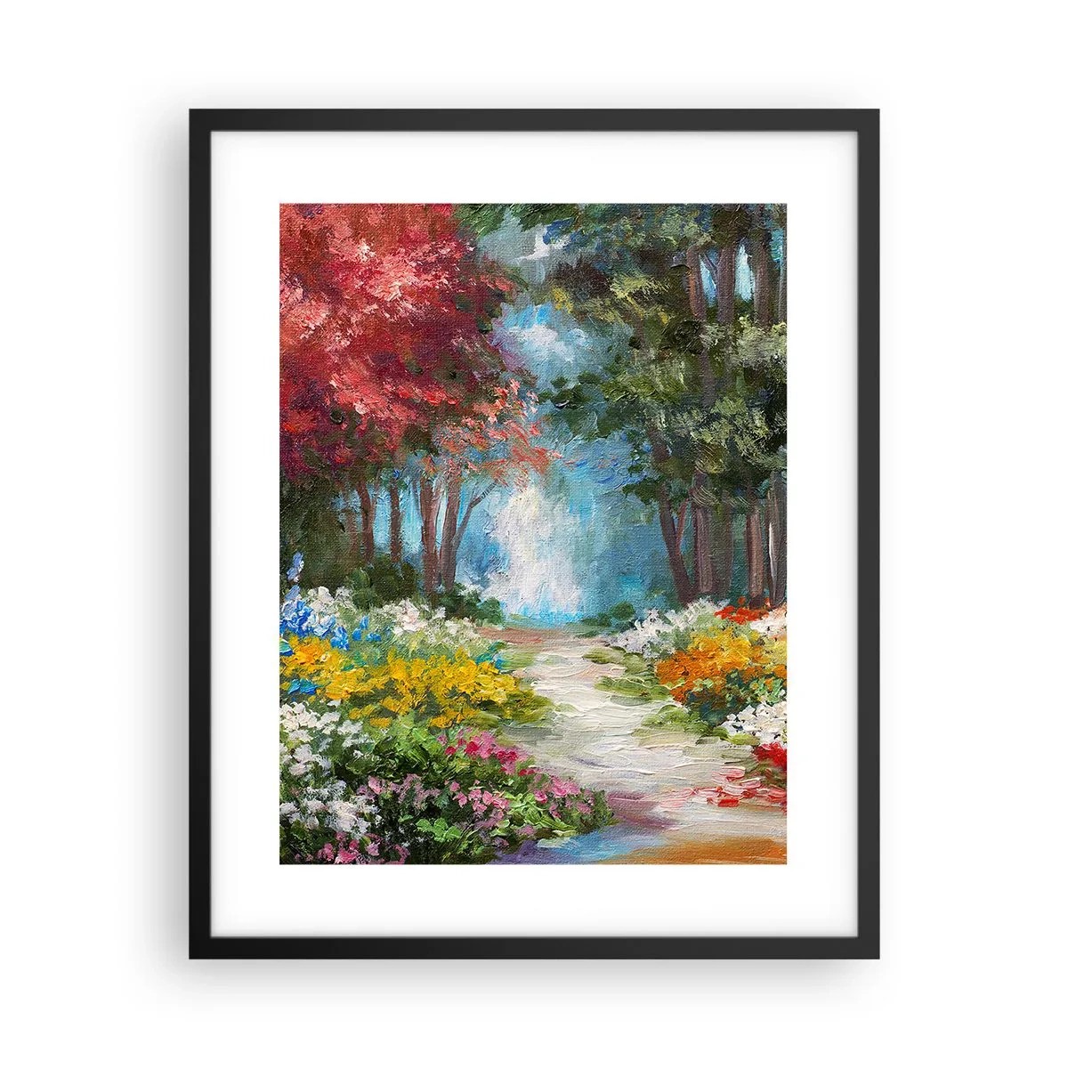 Pôster com moldura preta - Jardim florestal, floresta florida - 40x50 cm