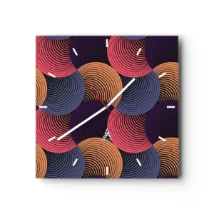 Relógio de parede - Relógio em vidro - Num ritmo circular - 30x30 cm