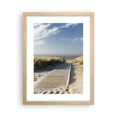 Pôster com moldura de carvalho claro - Atrás da duna, ao som da relva - 30x40 cm