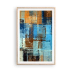 Pôster com moldura de carvalho claro - Através da cortina azul - 61x91 cm
