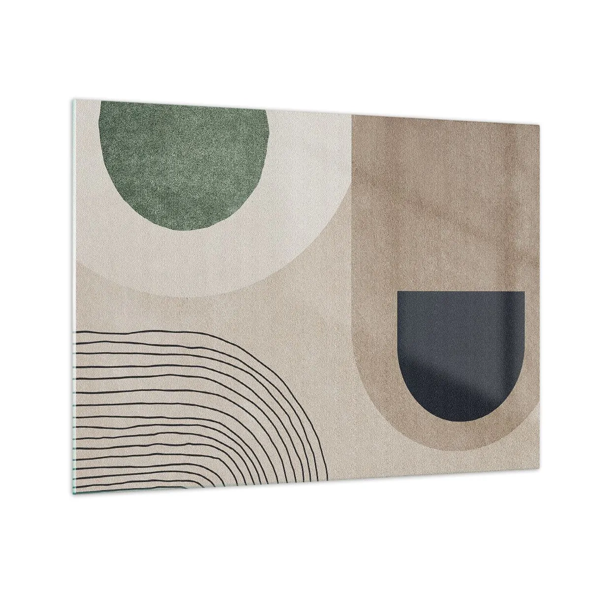 Quadro em vidro - Figuras geométricas abstratas em cores suaves - 70x50cm - A gentileza do oval - Decoração de parede moderna para a sala de estar e quarto ARTTOR