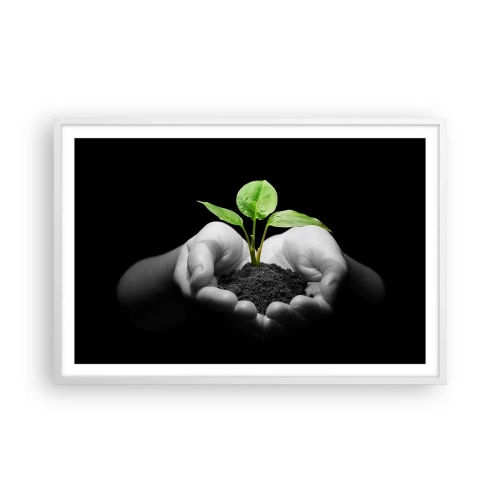 Pôster em moldura branca - Eu amo a natureza, eu a protejo - 91x61 cm