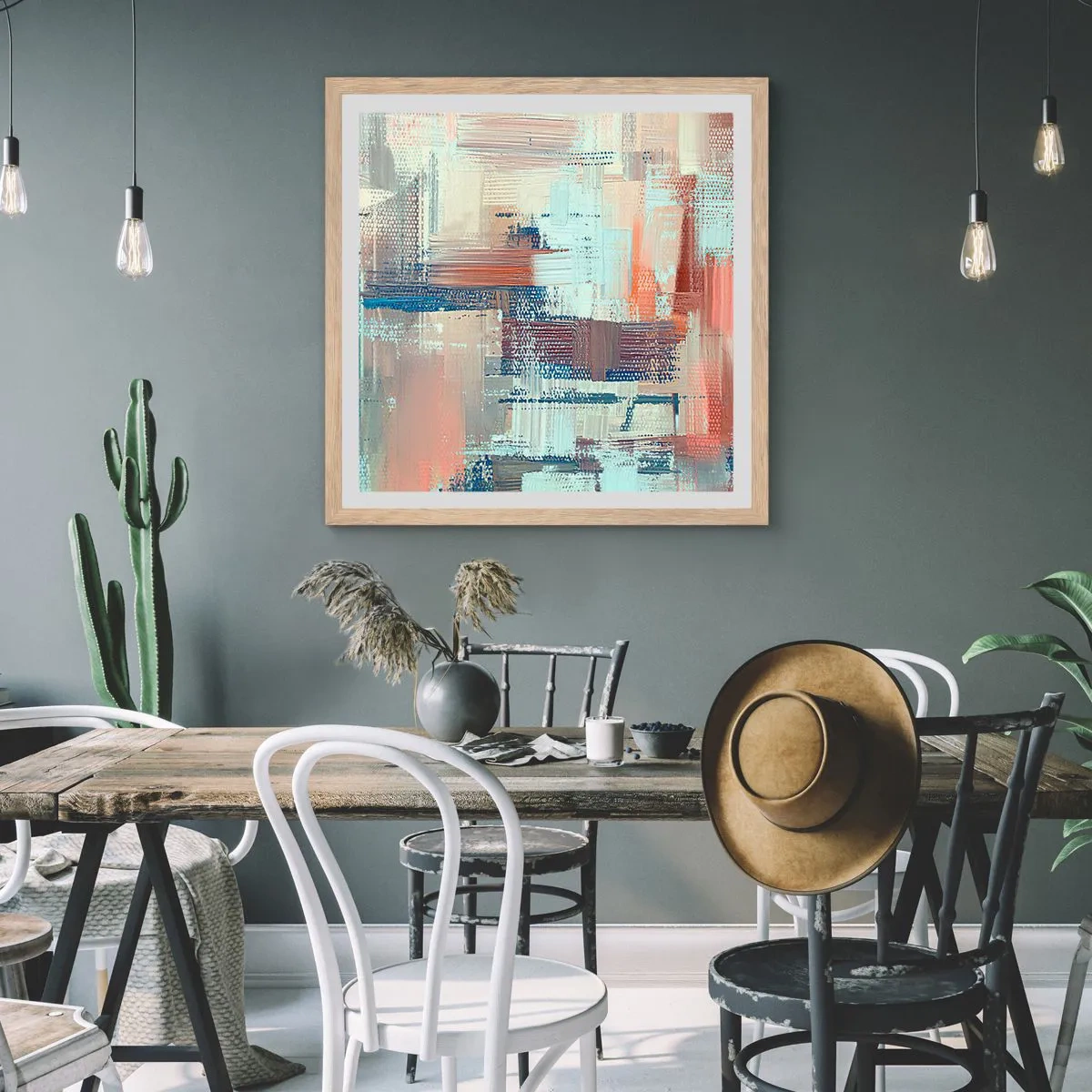 Pôster com moldura de carvalho claro - Alcance a luz - 50x50 cm