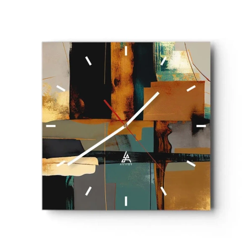 Relógio de parede - Relógio em vidro - Abstração – luz e sombra - 40x40 cm