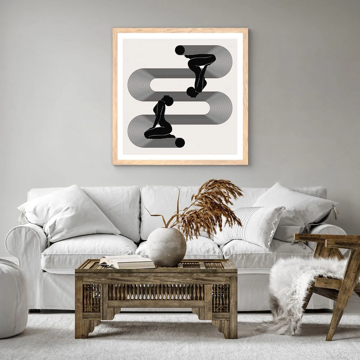 Pôster com moldura de carvalho claro - Simetria sensual - 60x60 cm