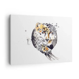 Quadro em tela - Pintura artística em aquarela com motivo de chita - 70x50cm - Beleza predatória - Decoração de parede moderna para a sala de estar e quarto ARTTOR