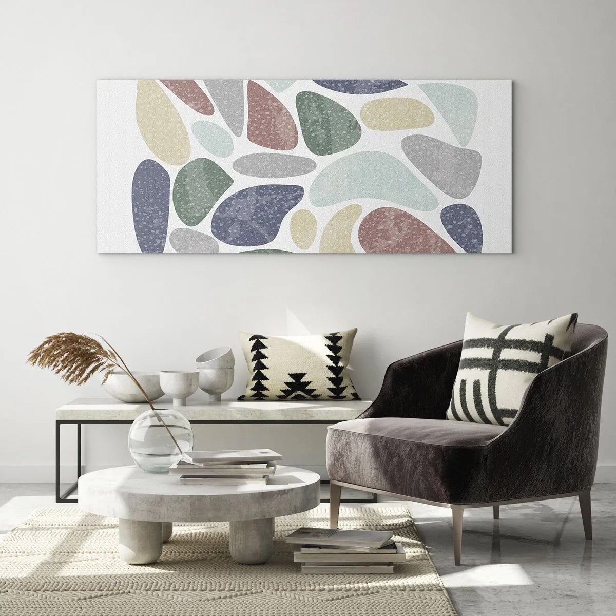 Quadro em vidro - Um mosaico de cores em pó - 100x40 cm