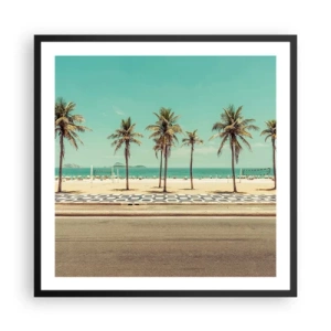 Pôster com moldura preta - Em guarda da praia - 60x60 cm