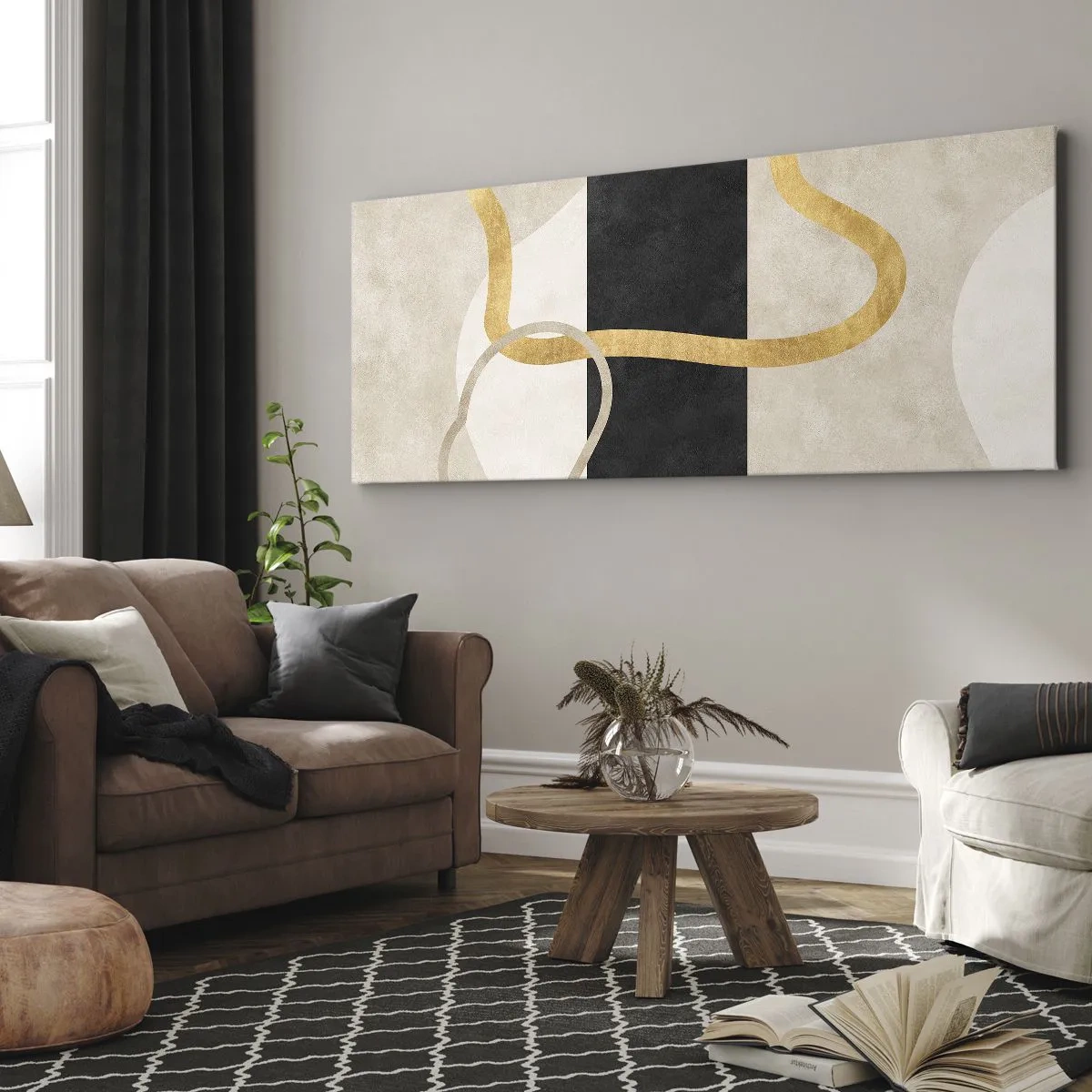 Quadro em tela - Formas em loop - 100x40 cm