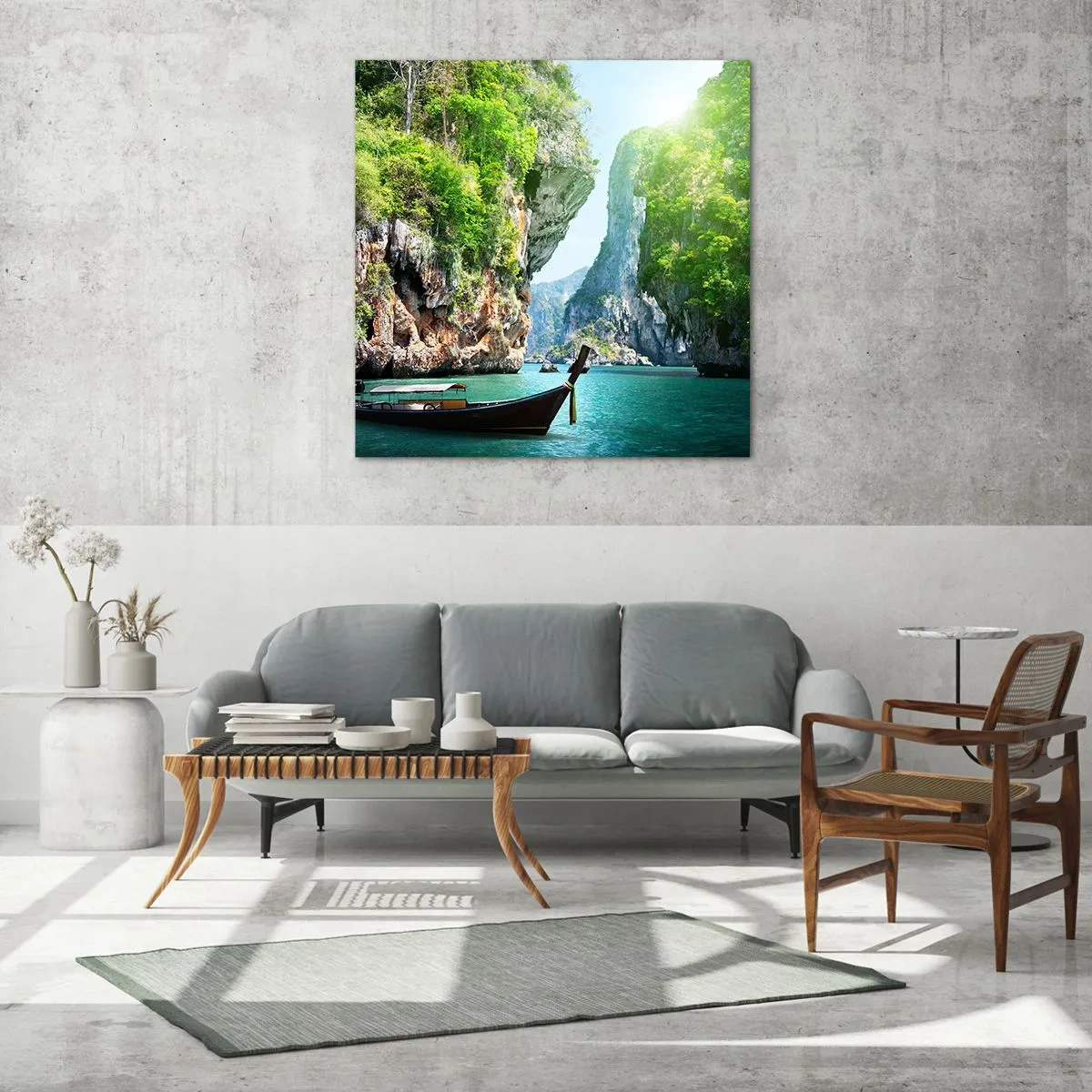 Quadro em vidro - Um convite para uma viagem exótica - 40x40 cm