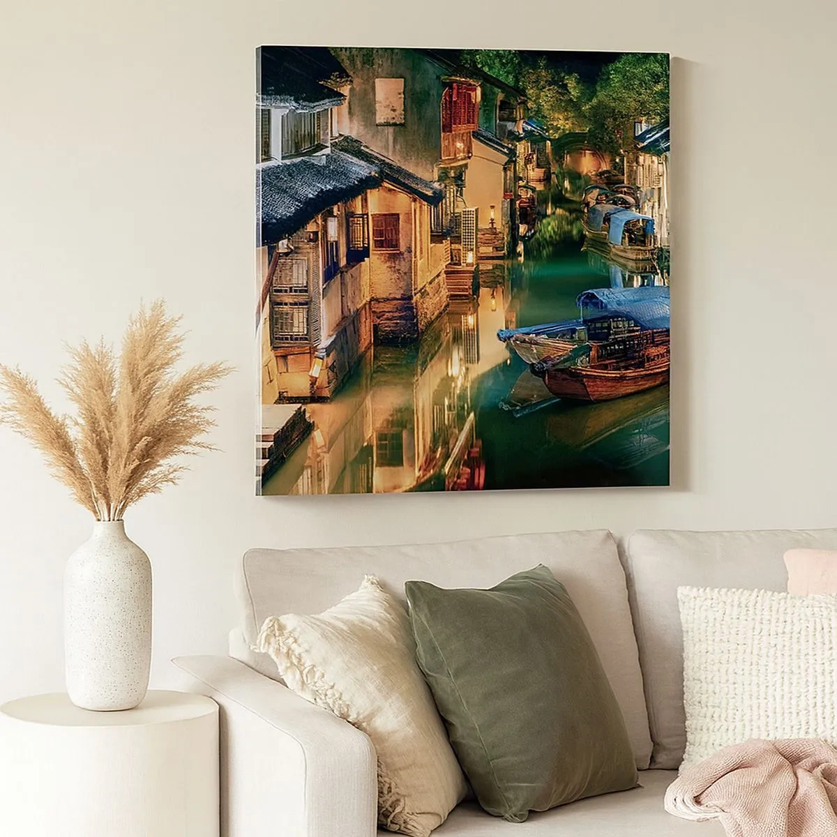 Quadro em tela - Uma noite em uma rua chinesa - 30x30 cm