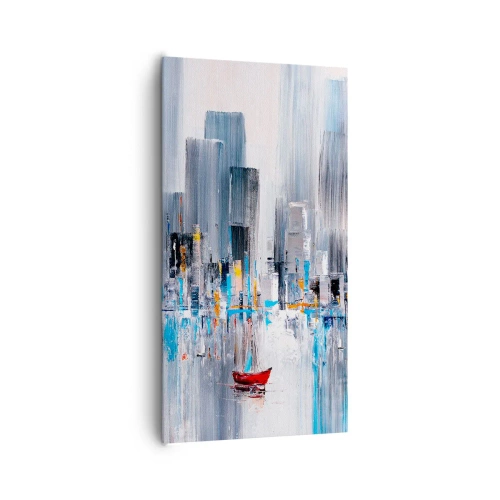 Quadro em tela - Uma metrópole à beira da baía - 65x120 cm
