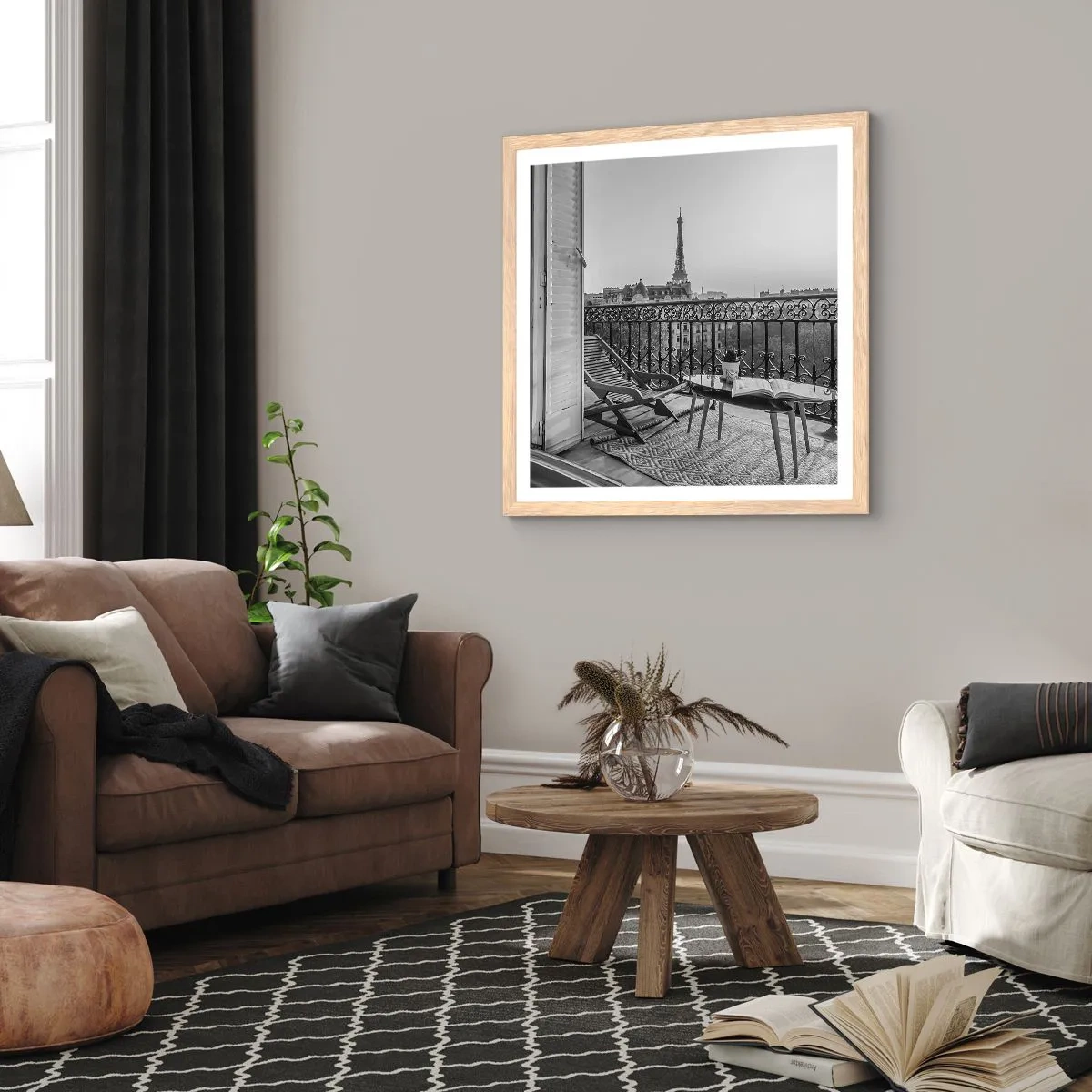 Pôster com moldura de carvalho claro - Tarde de Paris - 50x50 cm