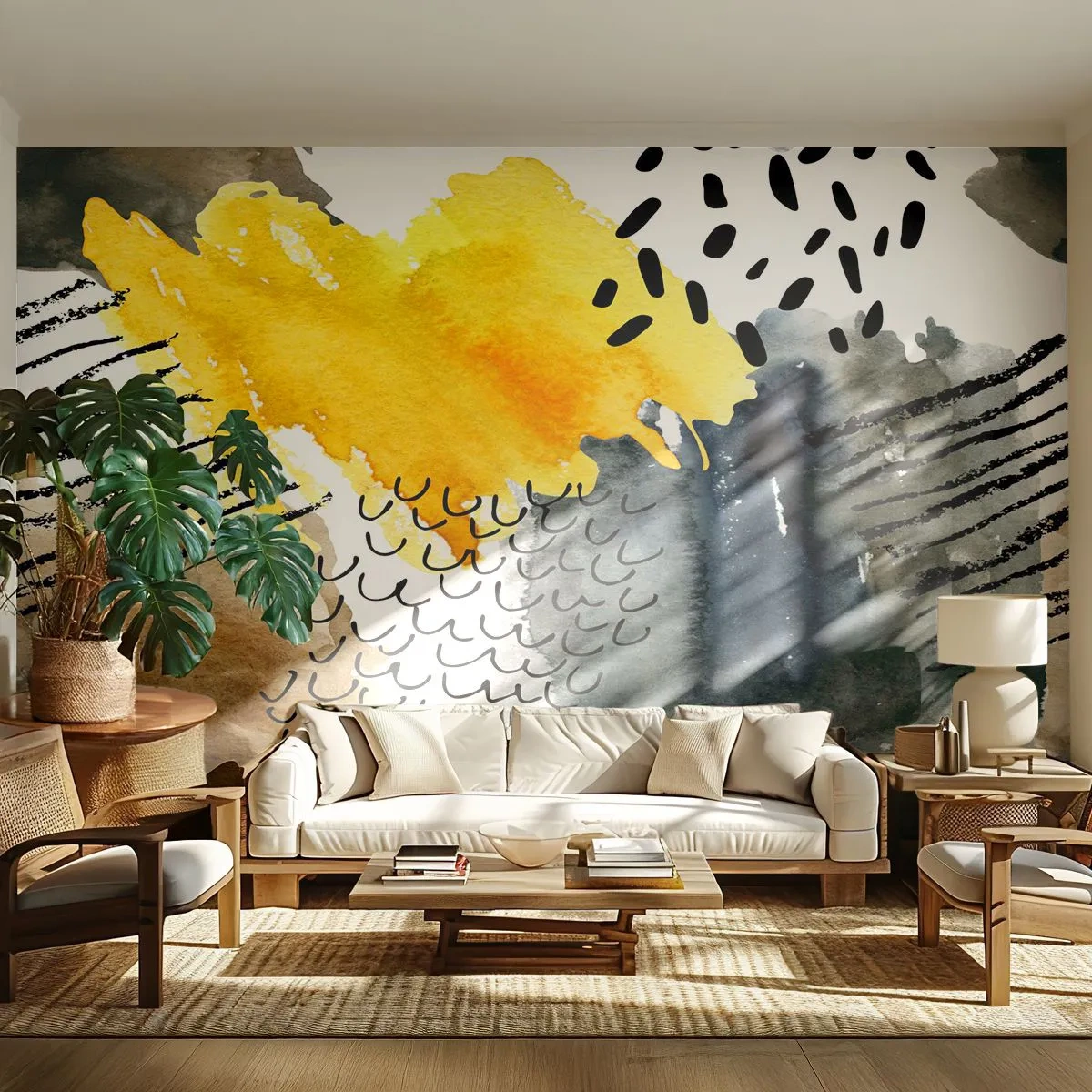 Papel de parede personalizado Standard Eco - Reunião dos elementos da natureza - Abstração, Pedaço, Arte Moderna