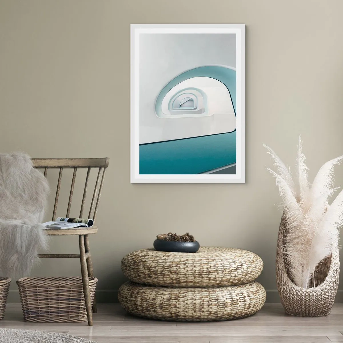 Pôster em moldura branca - Para o fundo do azul - 61x91 cm
