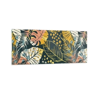 Quadro em vidro - Fantasia de folhas - 100x40 cm