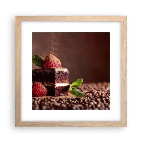Pôster com moldura de carvalho claro - A vida é doce - 30x30 cm