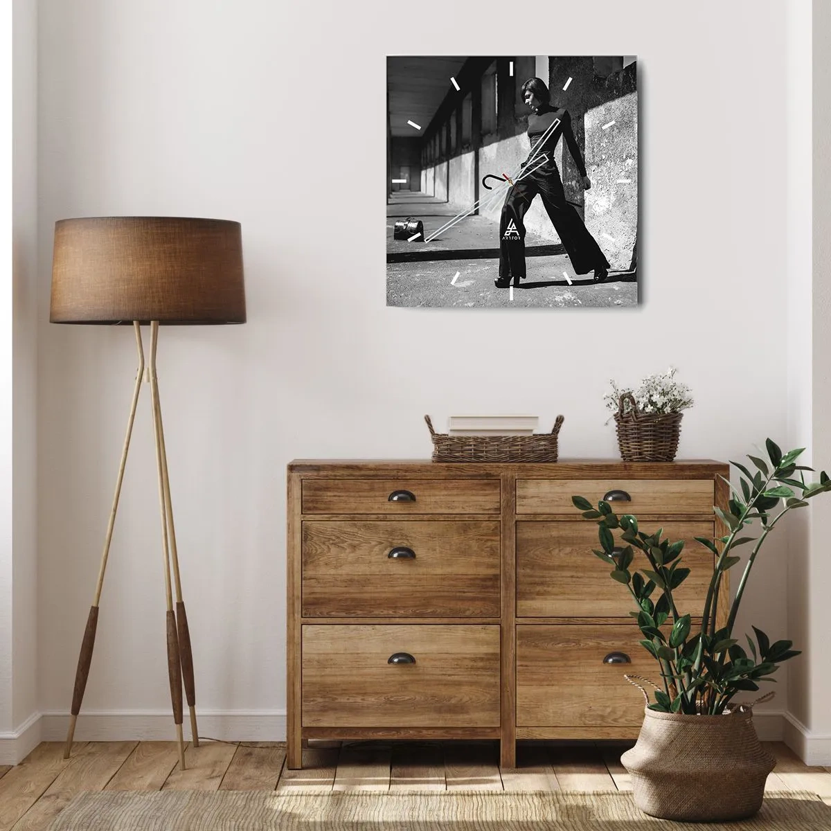 Relógio de parede - Relógio em vidro - Elegância urbana - 30x30 cm