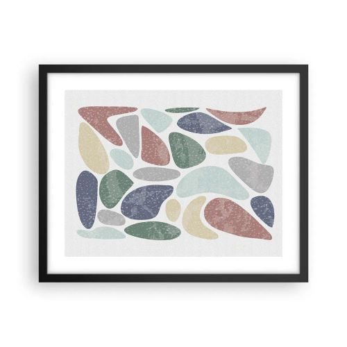 Pôster com moldura preta - Um mosaico de cores em pó - 50x40 cm