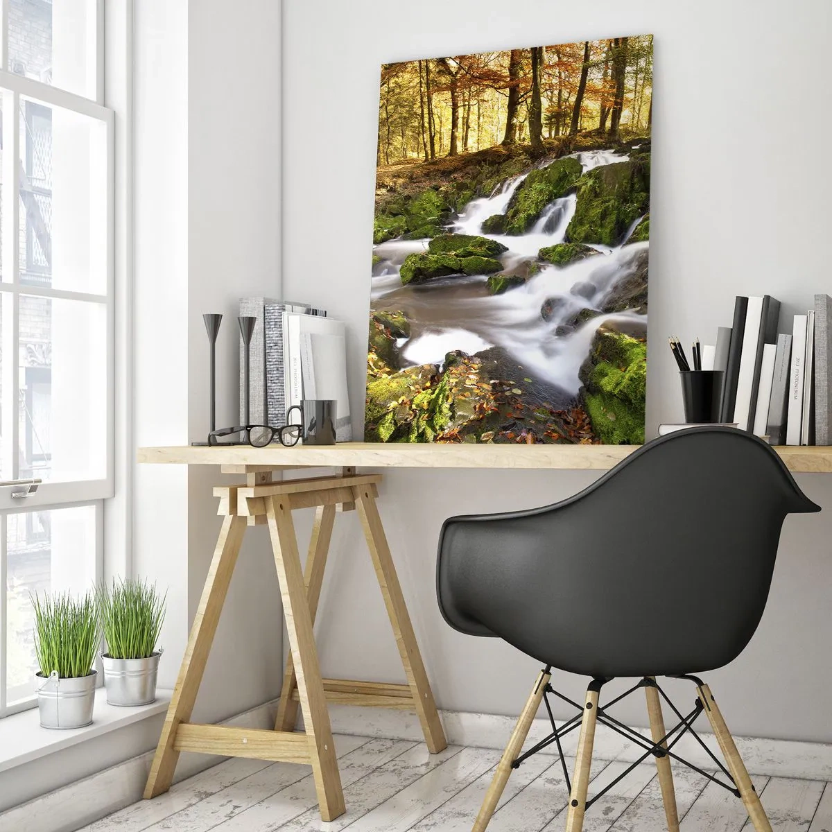 Quadro em vidro - Pela floresta de outono - 80x120 cm