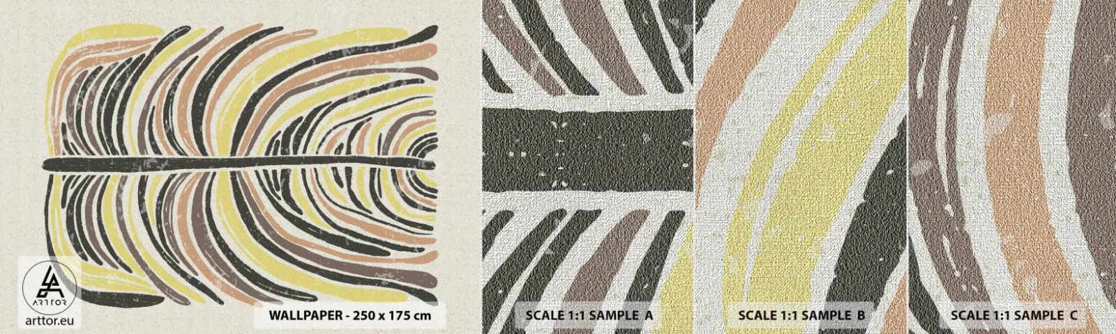 Amostra de papel de parede Premium Canvas - Abstração cheia de vida - Boho, Minimalismo, Pastel - 100x30 cm