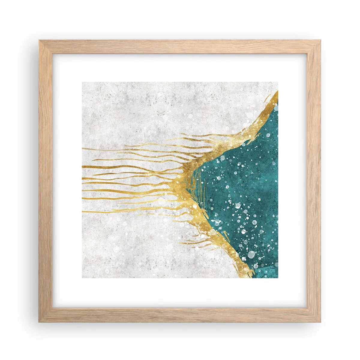 Pôster com moldura de carvalho claro - Maré Dourada - 30x30 cm
