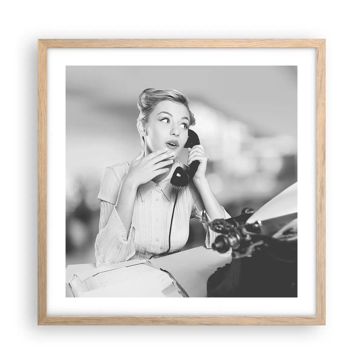 Pôster com moldura de carvalho claro - Olá, estes são os anos 50. - 50x50 cm