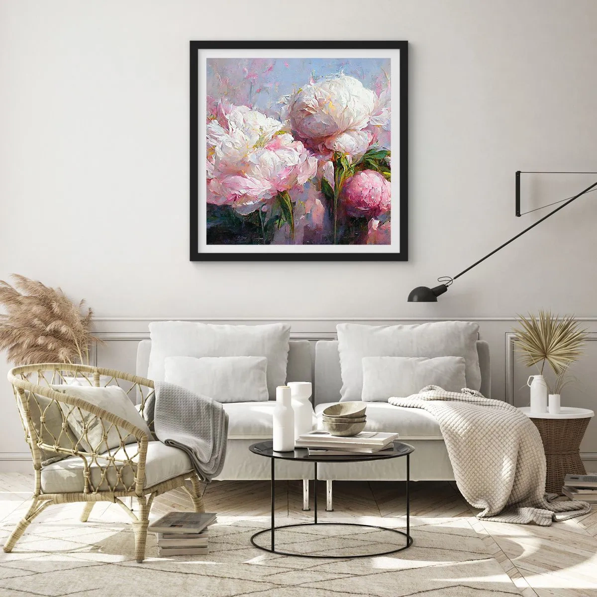 Pôster com moldura preta - Um buquê cheio de vida - 50x50 cm