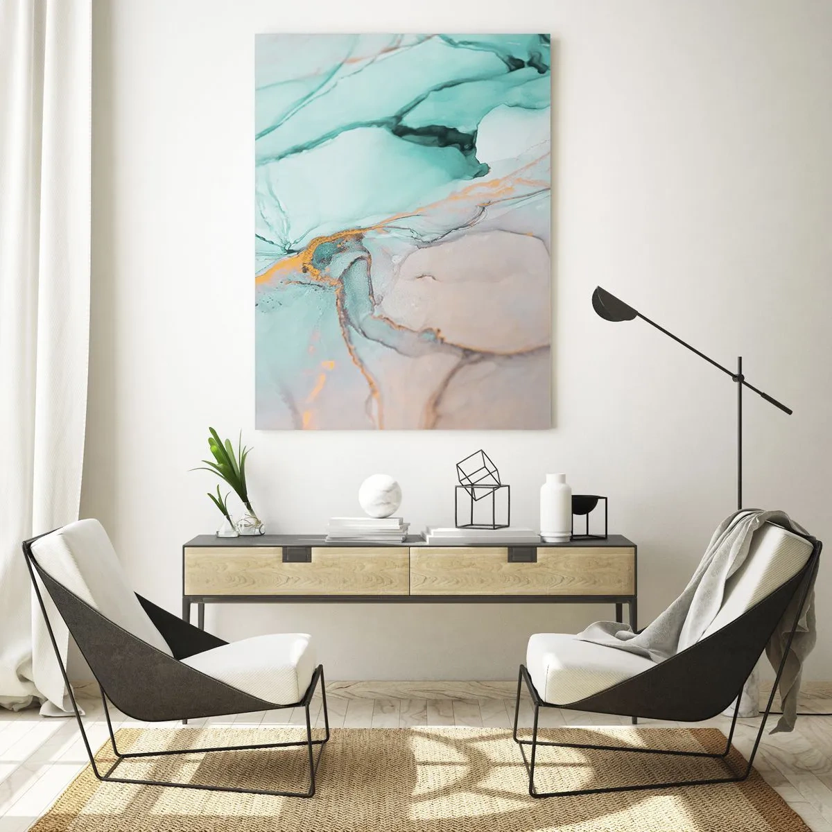 Quadro em vidro - Dança das formas e cores - 70x100 cm