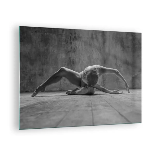 Quadro em vidro - Dançarina em pose no chão - 70x50cm - Simetria encontrada - Decoração de parede moderna para a sala de estar e quarto ARTTOR