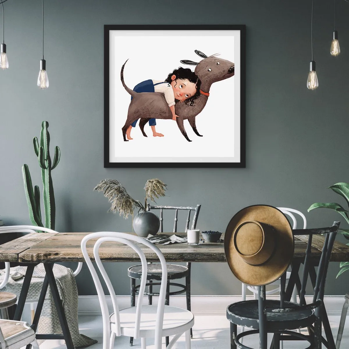 Pôster com moldura preta - Melhores amigos - 60x60 cm