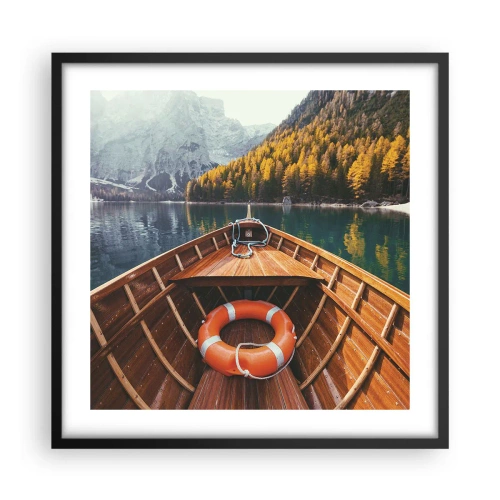 Pôster com moldura preta - Excursão na montanha - 50x50 cm