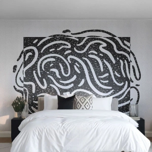 Papel de Parede Standard Eco - Resumo: dança da alegria - Boho, Preto e branco, Minimalismo - 350x256 cm