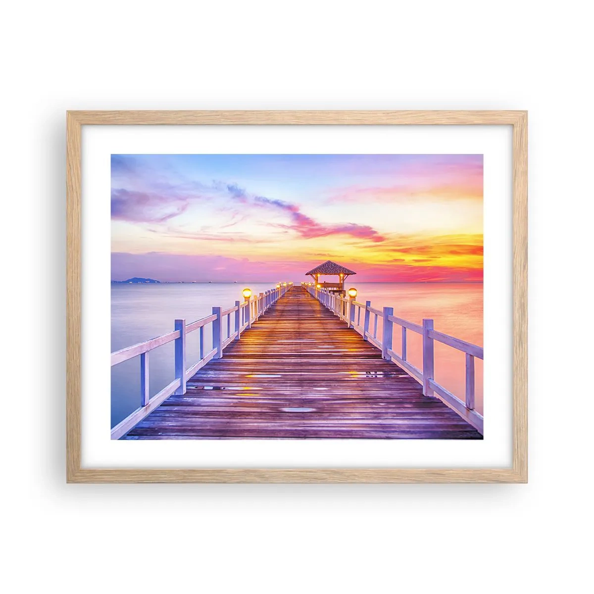 Pôster com moldura de carvalho claro - O silêncio lilás-dourado da noite - 50x40 cm