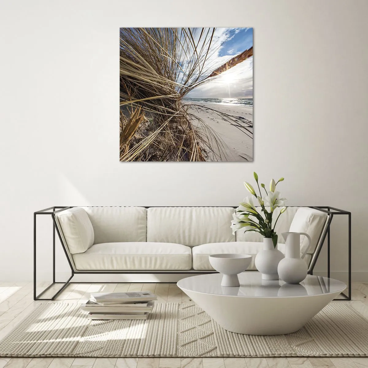 Quadro em vidro - Reunião dos rlementos da natureza - 50x50 cm