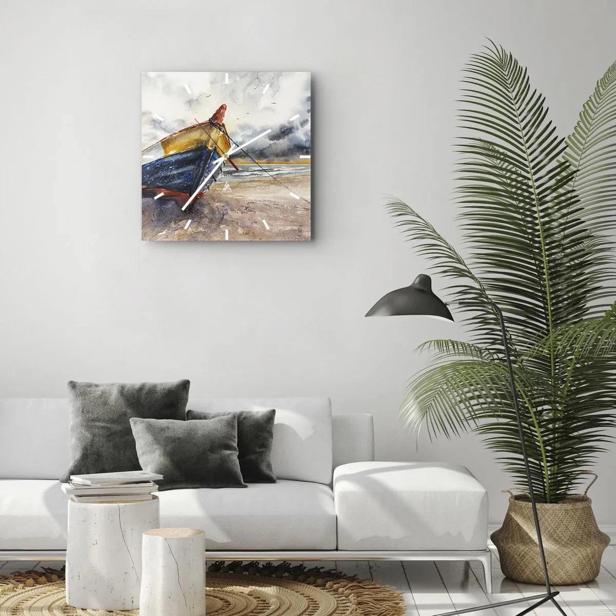 Relógio de parede - Relógio em vidro - Descanse na costa - 30x30 cm